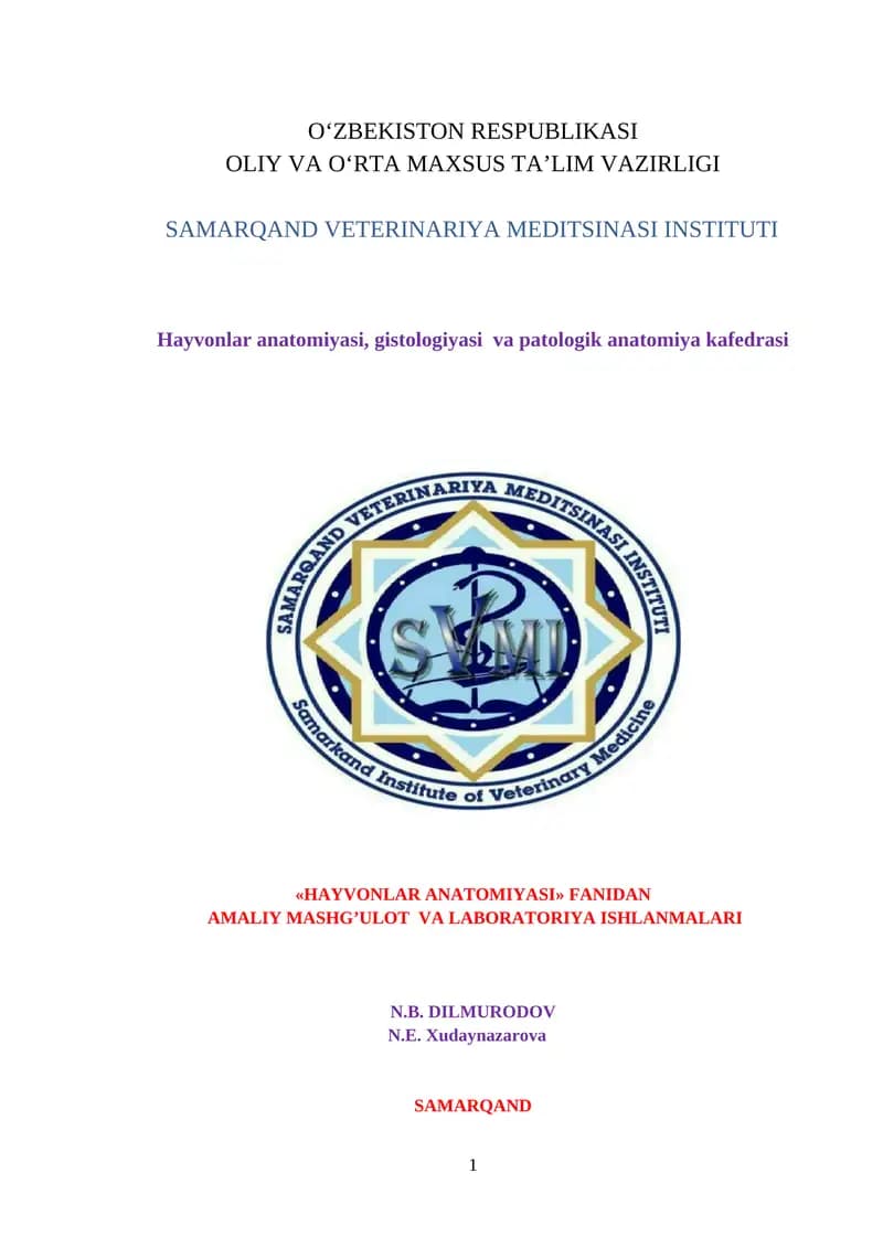 HAYVONLAR ANATOMIYASI