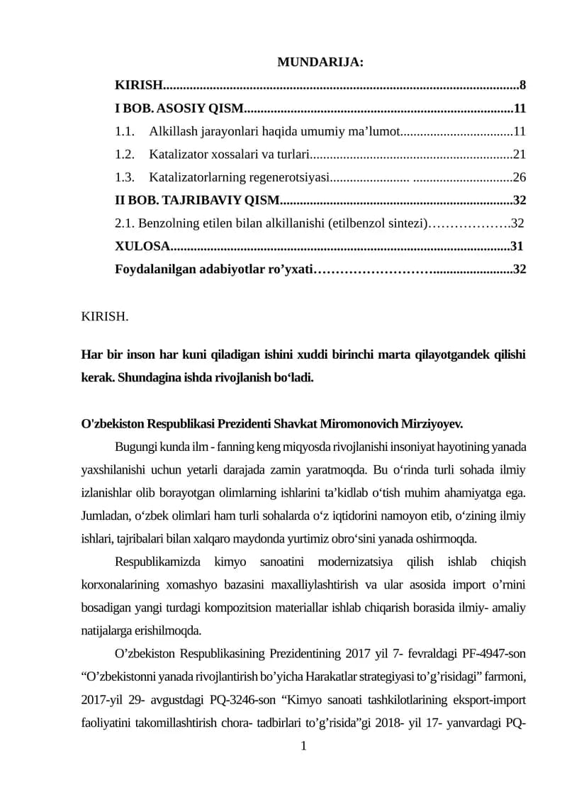 Alkillash jarayonlari va katalizatorlari