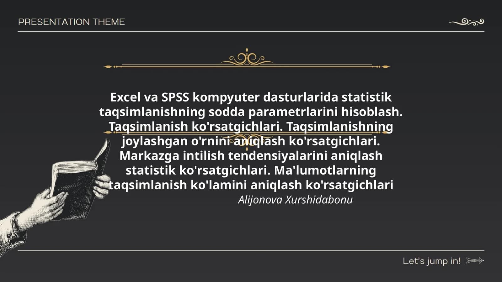Statistik taqsimlanishning sodda parametrlarini hisoblash