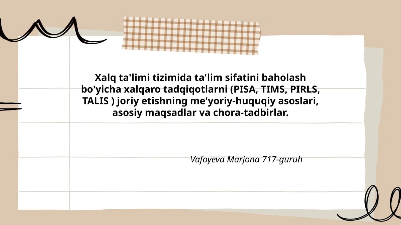 Xalq ta'limi tizimida ta'lim sifatini baholash