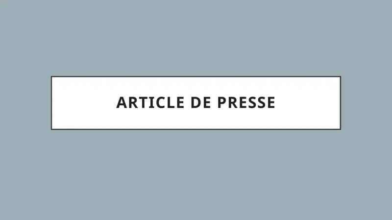 Article de presse