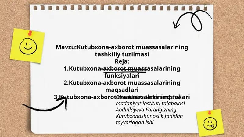 Kutubxona-axborot muassasalarining tashkiliy tuzilmasi