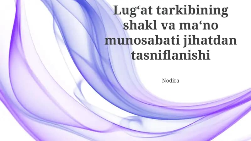 Lug‘at tarkibining shakl va ma‘no munosabati jihatdan tasniflanishi