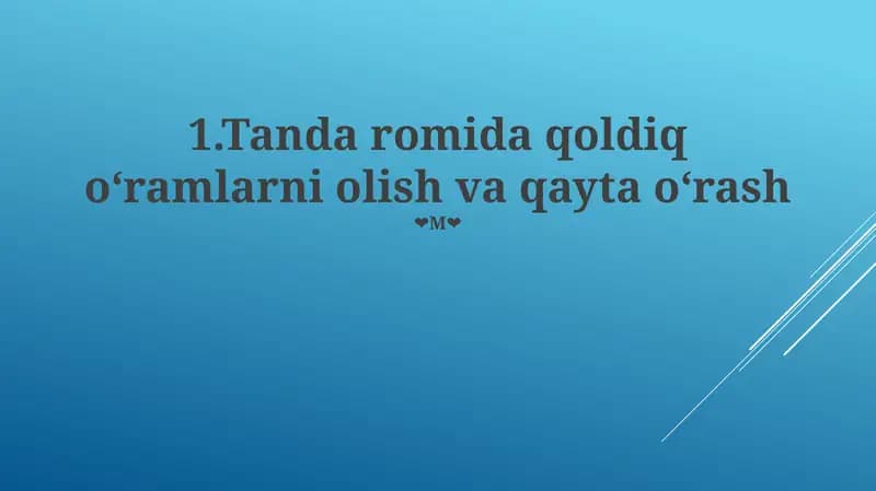 Tanda romida qoldiq oʻramlarni olish va qayta oʻrash