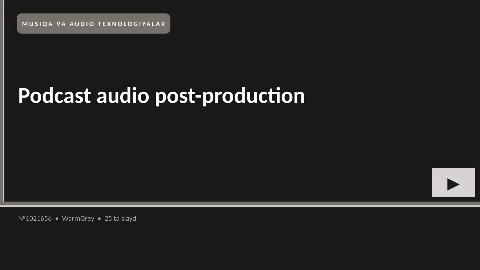 MUSIQA VA AUDIO TEXNOLOGIYALAR