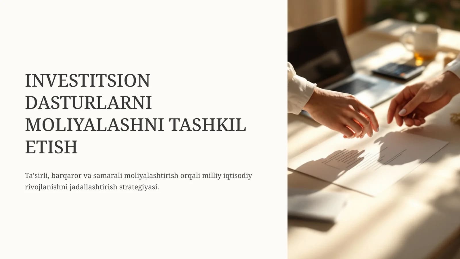INVESTITSION DASTURLARNI MOLIYALASHNI TASHKIL ETISH