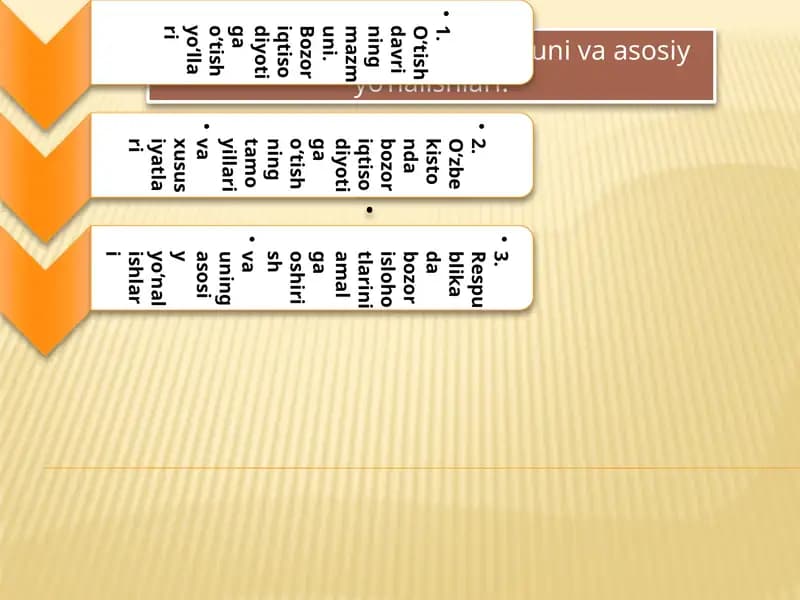 Bozor iqtisodiyotining mazmuni va asosiy yo’nalishlari