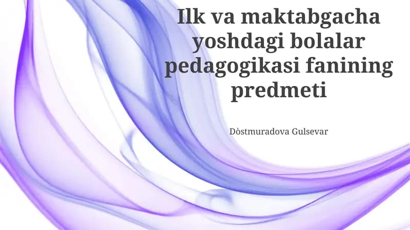 Maktabgacha ta'lim pedagogikasi