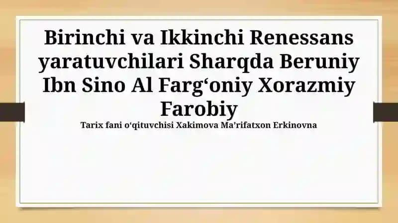 Birinchi va Ikkinchi Renessans yaratuvchilari