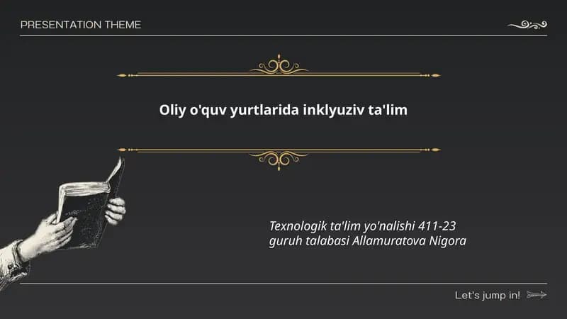 Oliy o'quv yurtlarida inklyuziv ta'lim