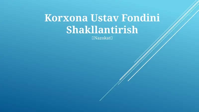 Korxona Ustav Fondini Shakllantirish