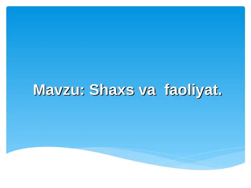 Shaxsvafaoliyat