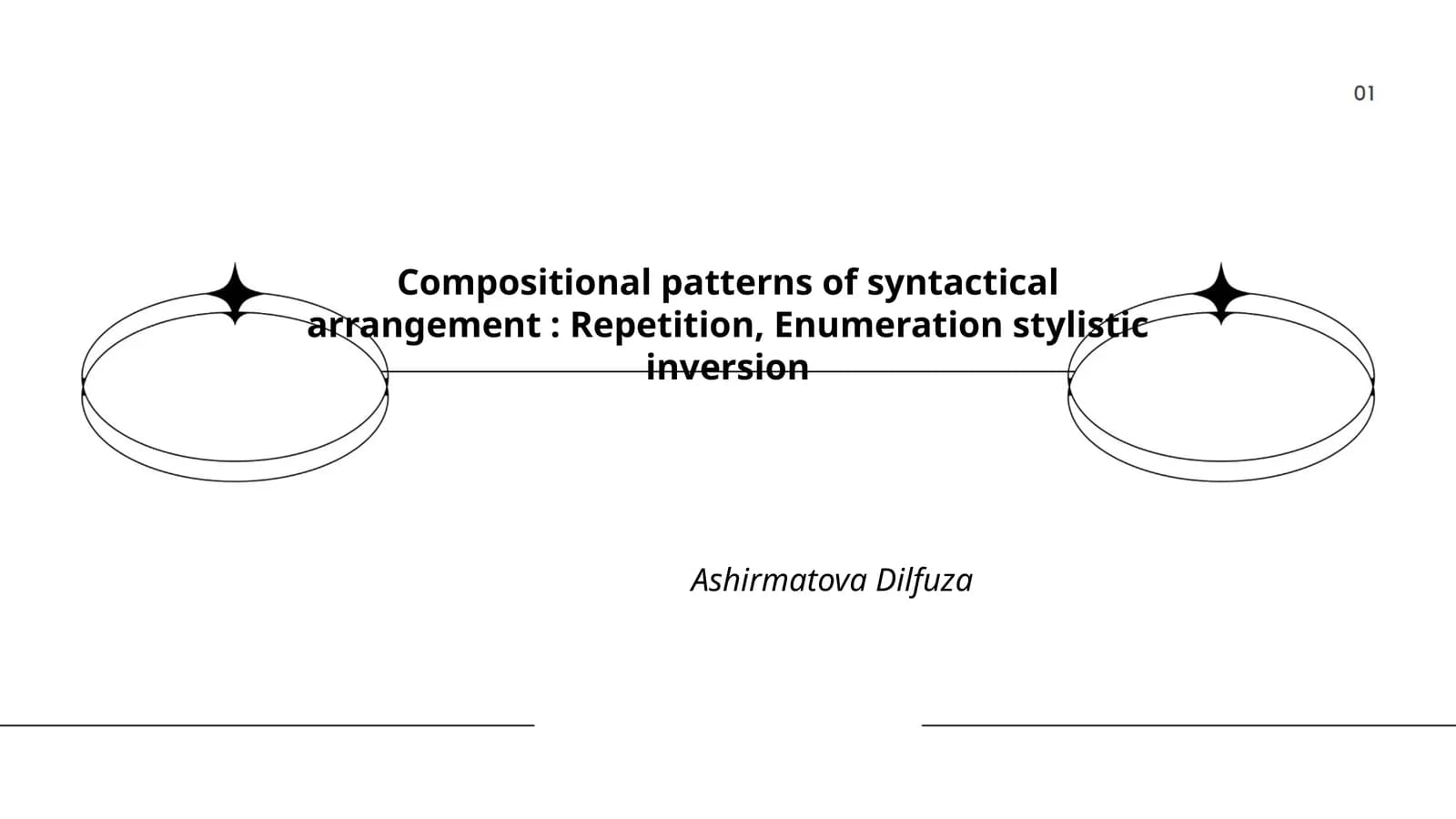 Compositional patterns of syntactical arrangement: Repetition, Enumeration stylistic inversion