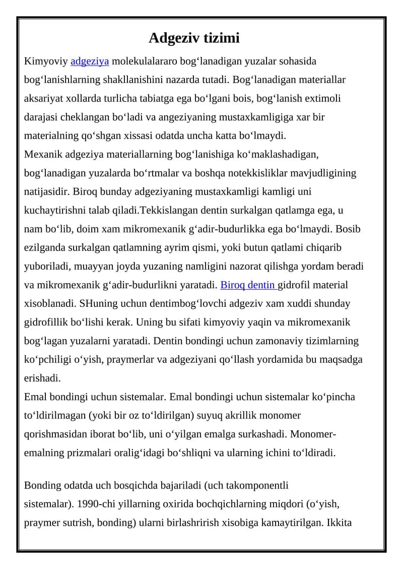 Adgeziv tizimi