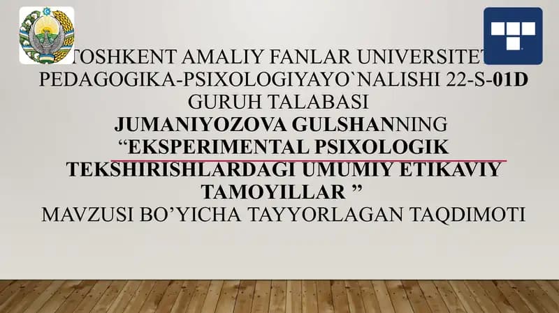 Eksperimental psixologik tekshirishlardagi umumiy etikaviy tamoyillari