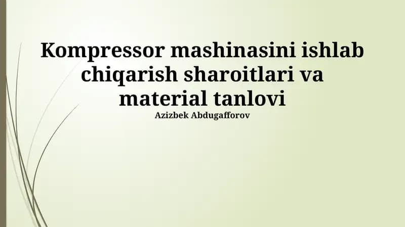 Materiallar Tanlash Mezonlari