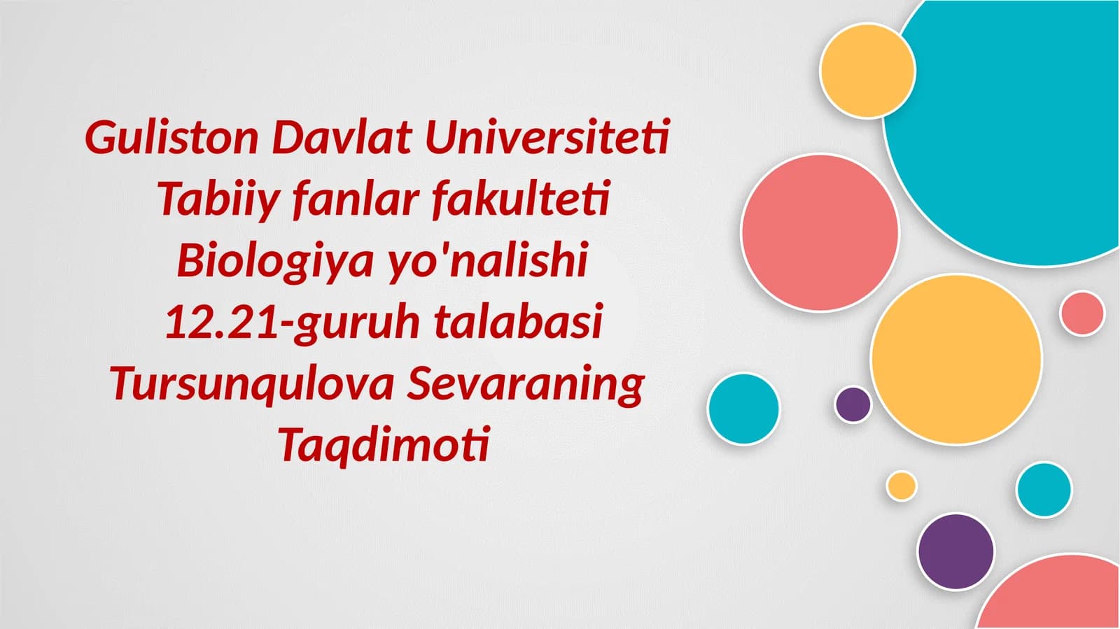Taqdimoti: Biologiya Yurak Qontomirtizimi