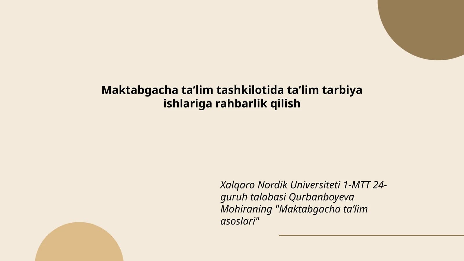 Maktabgacha taʼlim asoslari