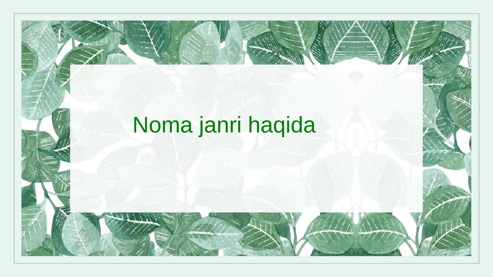Noma janri haqida