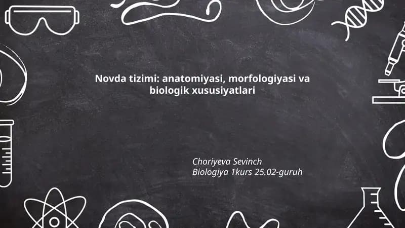 Novda tizimi: anatomiyasi, morfologiyasi va biologik xususiyatlari