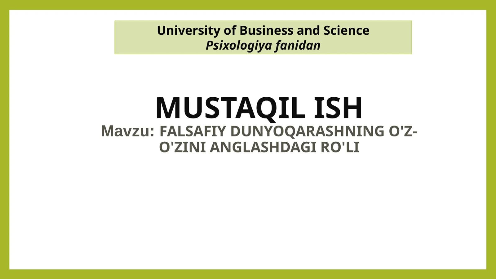 MUSTAQIL ISH