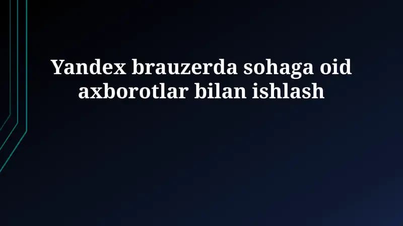 Yandex Brauzerda Domen-ga Xos Ma'lumotlar bilan ishlash