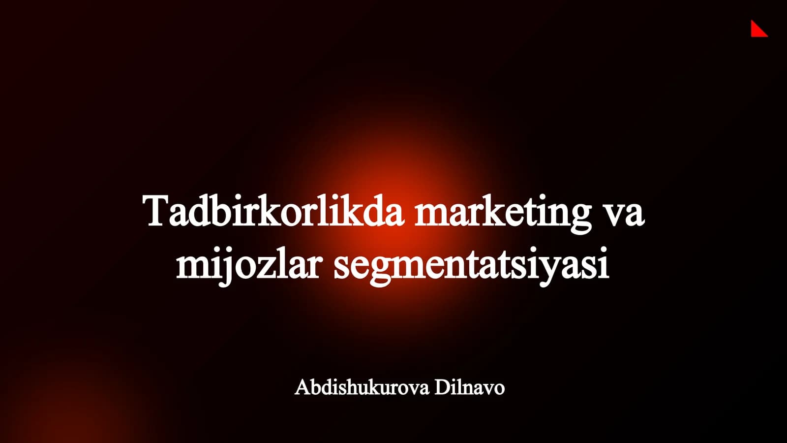 Tadbirkorlikda marketing va mijozlar segmentatsiyasi