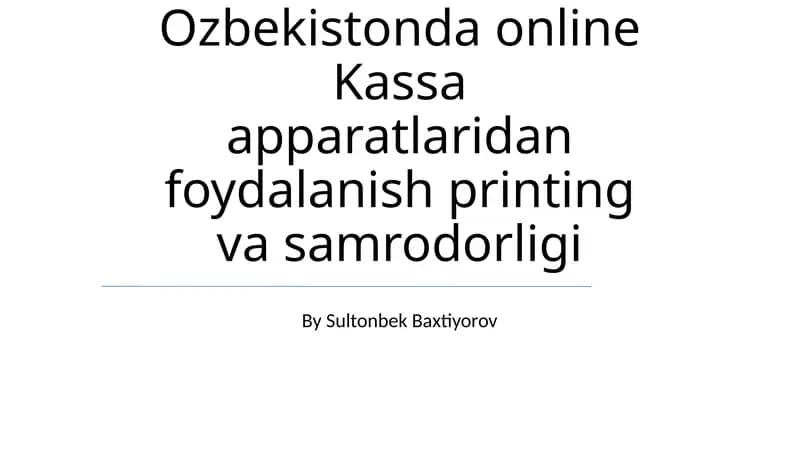Onlayn Kassa Apparatlari Uzbekistan Bozorida