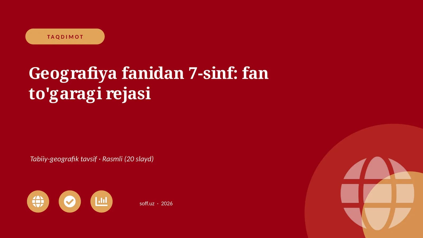 Geografiya fanidan 7-sinf: fan to'garagi rejasi