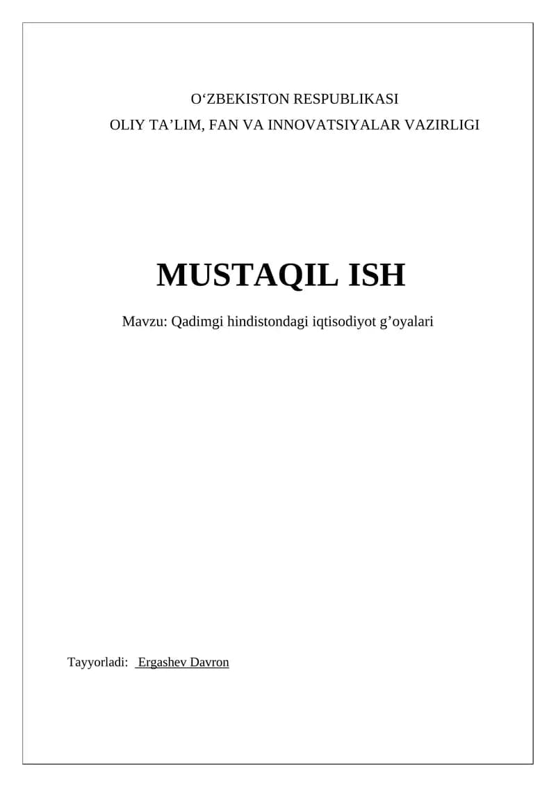 Qadimgi hindistondagi iqtisodiyot g’oyalari