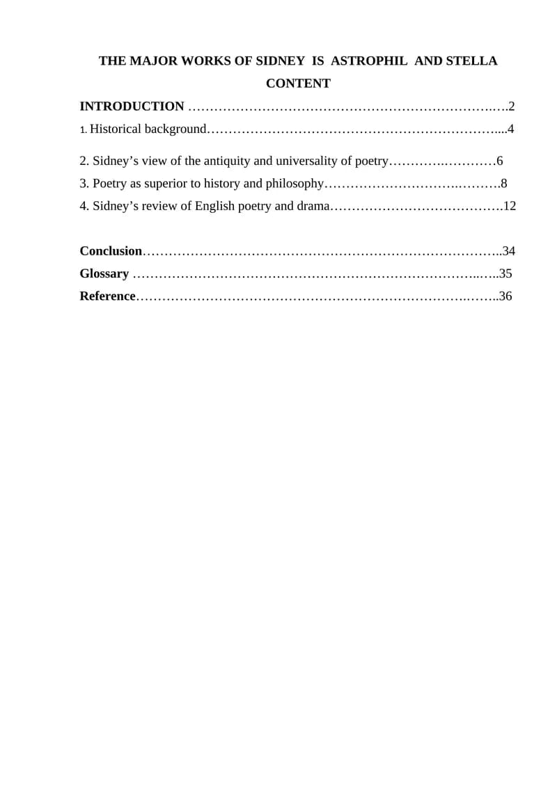 Major Works of Sidney