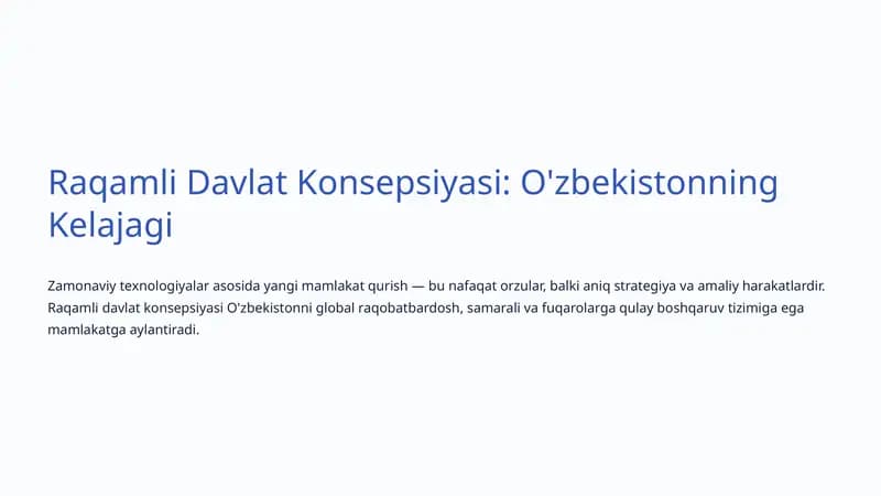 Raqamli O'zbekiston – 2030 Strategiyasi