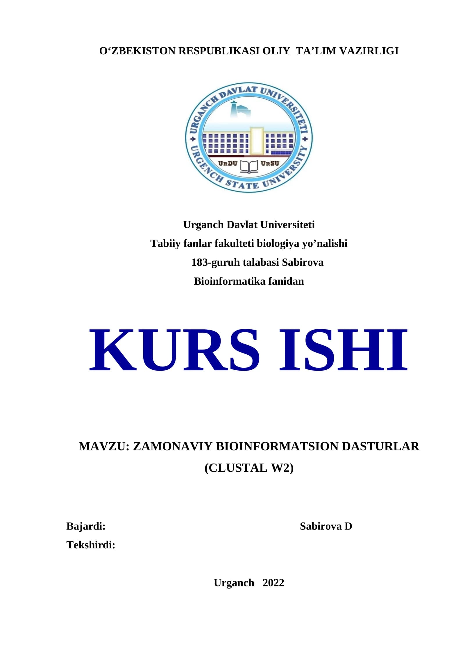 Zamonaviy bioinformatsion dasturlar