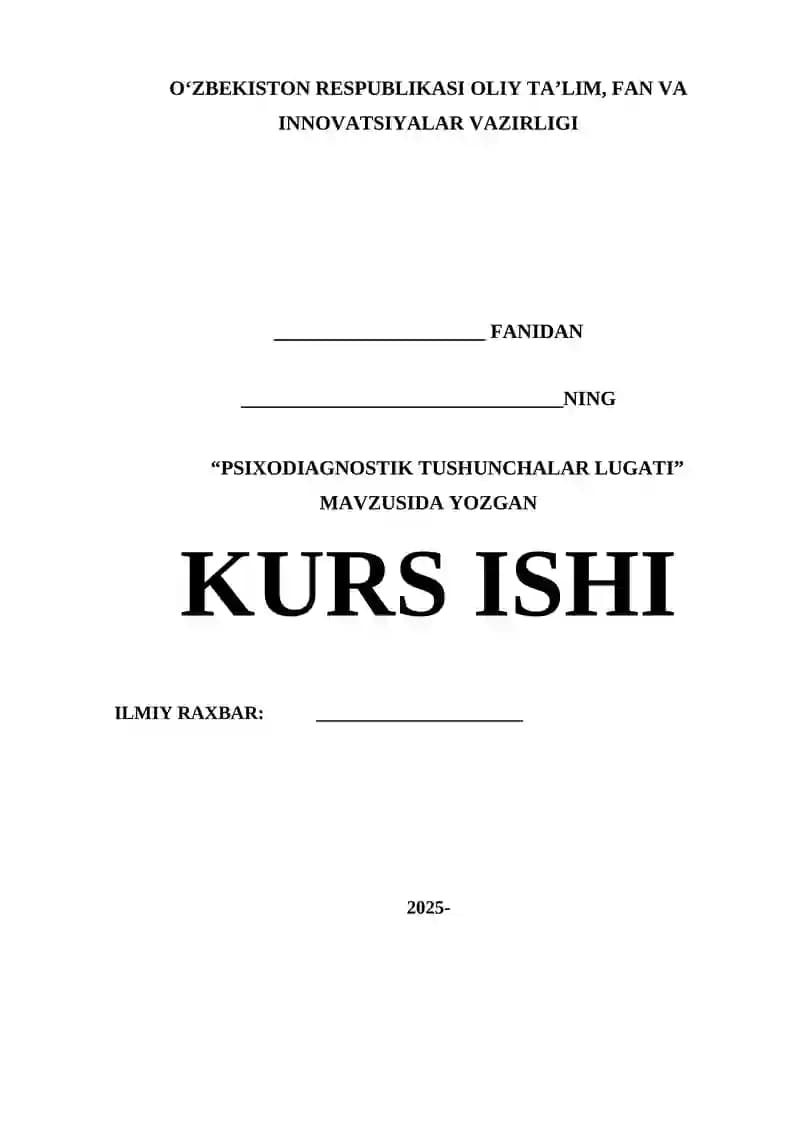 Psixodiagnostik Tushunchalar Lug'ati