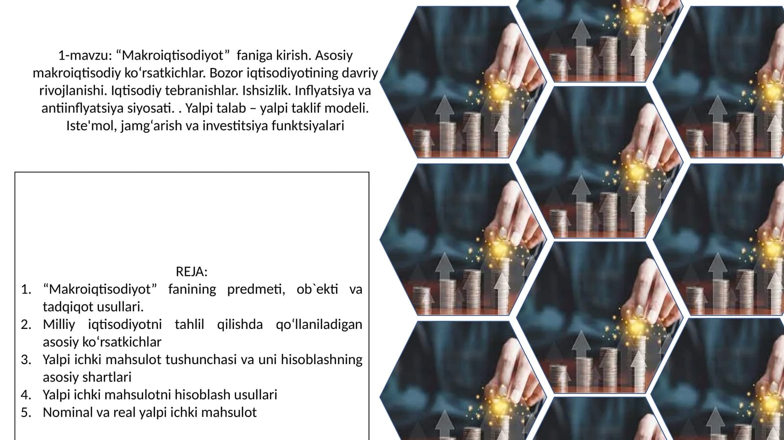 Makroiqtisodiyot fanidan asosiy va fikriy tayyorlash