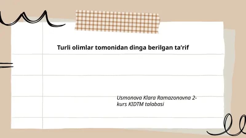 Din tushunchasi va tarixiy taʼrif