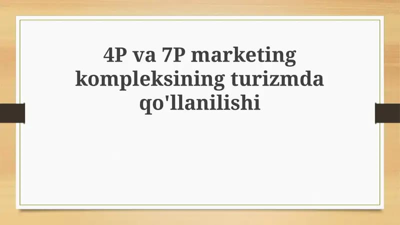 4P va 7P marketing turizm