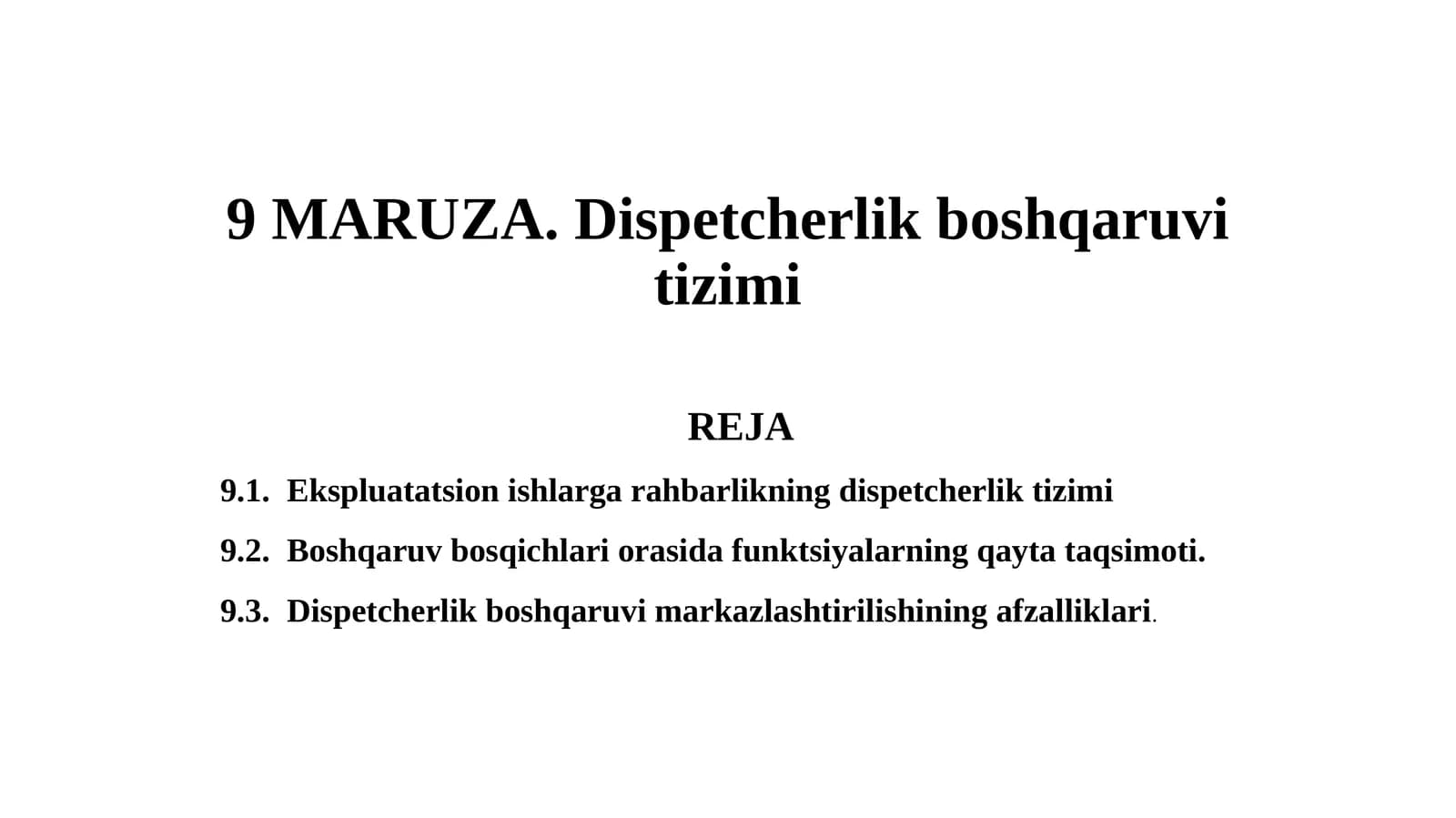 Dispetcherlik bоshqаruvi tizimi