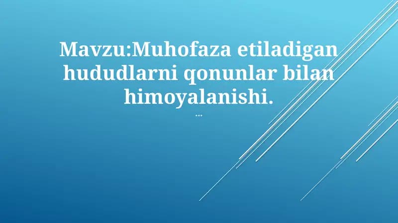 Muhofaza etiladigan hududlarni qonunlar bilan himoyalanishi