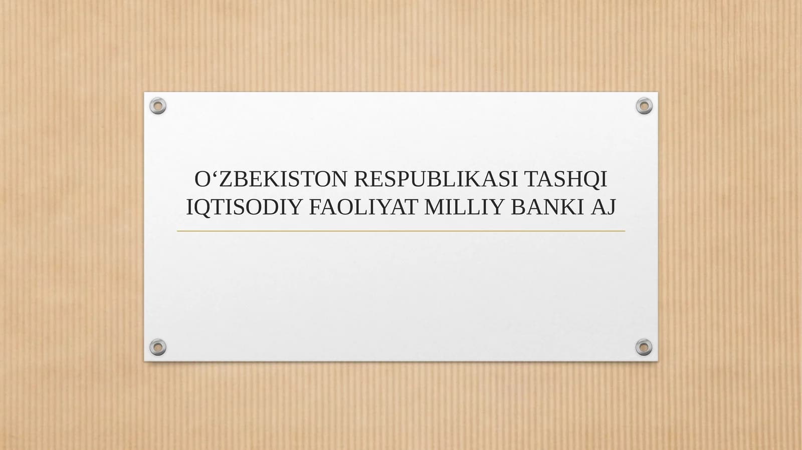 OʻZBEKISTON RESPUBLIKASI TASHQI IQTISODIY FAOLIYAT MILLIY BANKI AJ