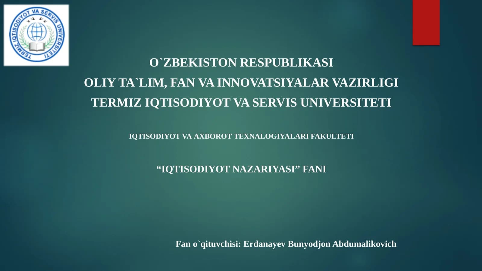 IQTISODIYOT NAZARIYASI