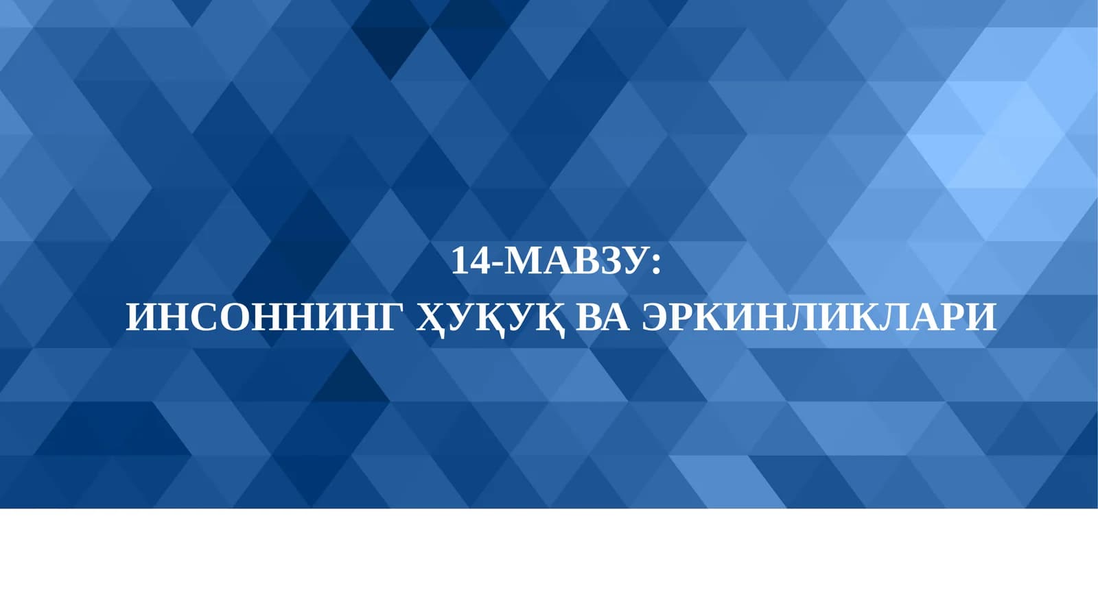 ИНСОНнинг ҲУҚУҚ ва эркинликлари