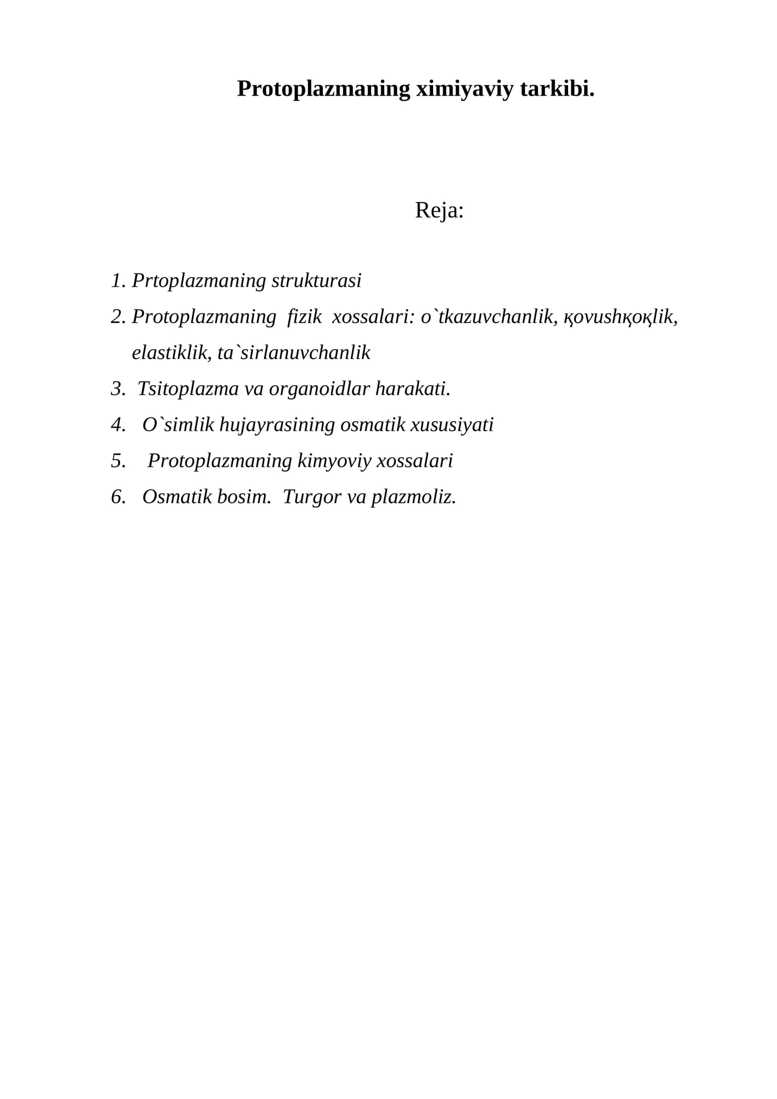 Protoplazmaning ximiyaviy tarkibi