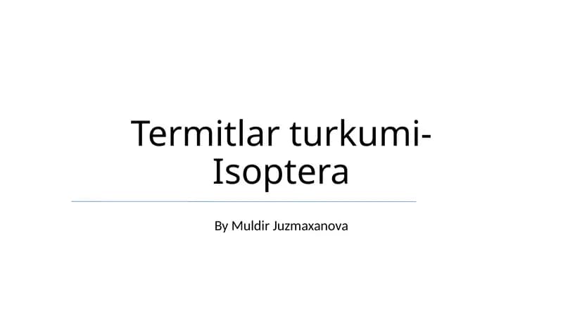 Termitlar turkumi- Isoptera