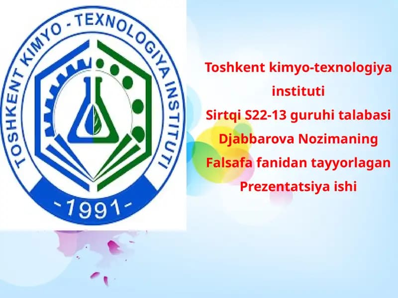 Falsafa fanidan tayyorlagan Prezentatsiya