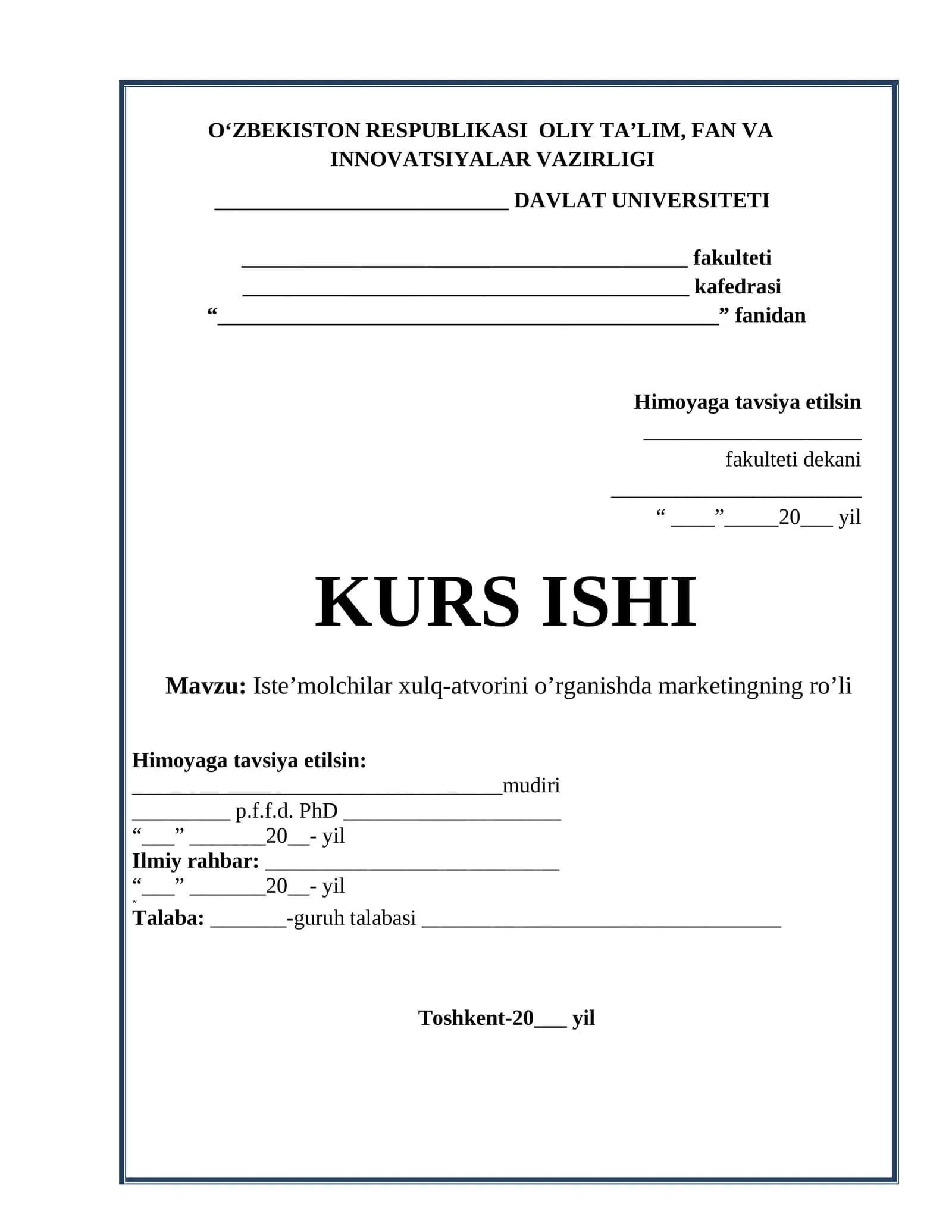Iste’molchilar xulq-atvorini o’rganishda marketingning ro’li