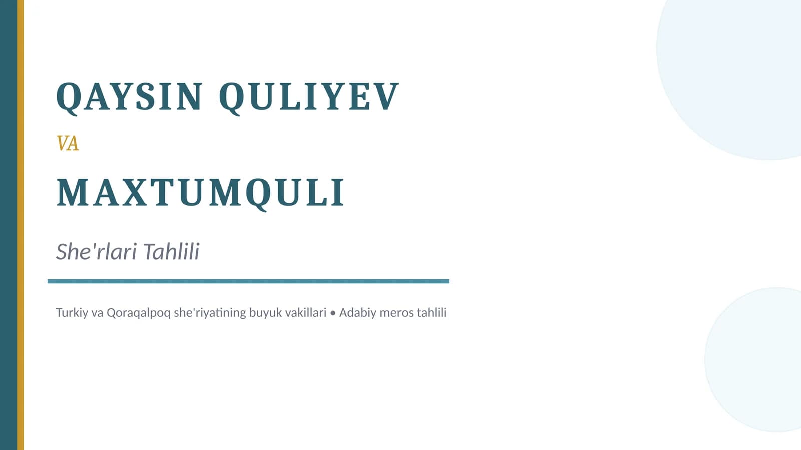 QAYSIN QULIYEV VA MAXTUMQULI She'rlari Tahlili