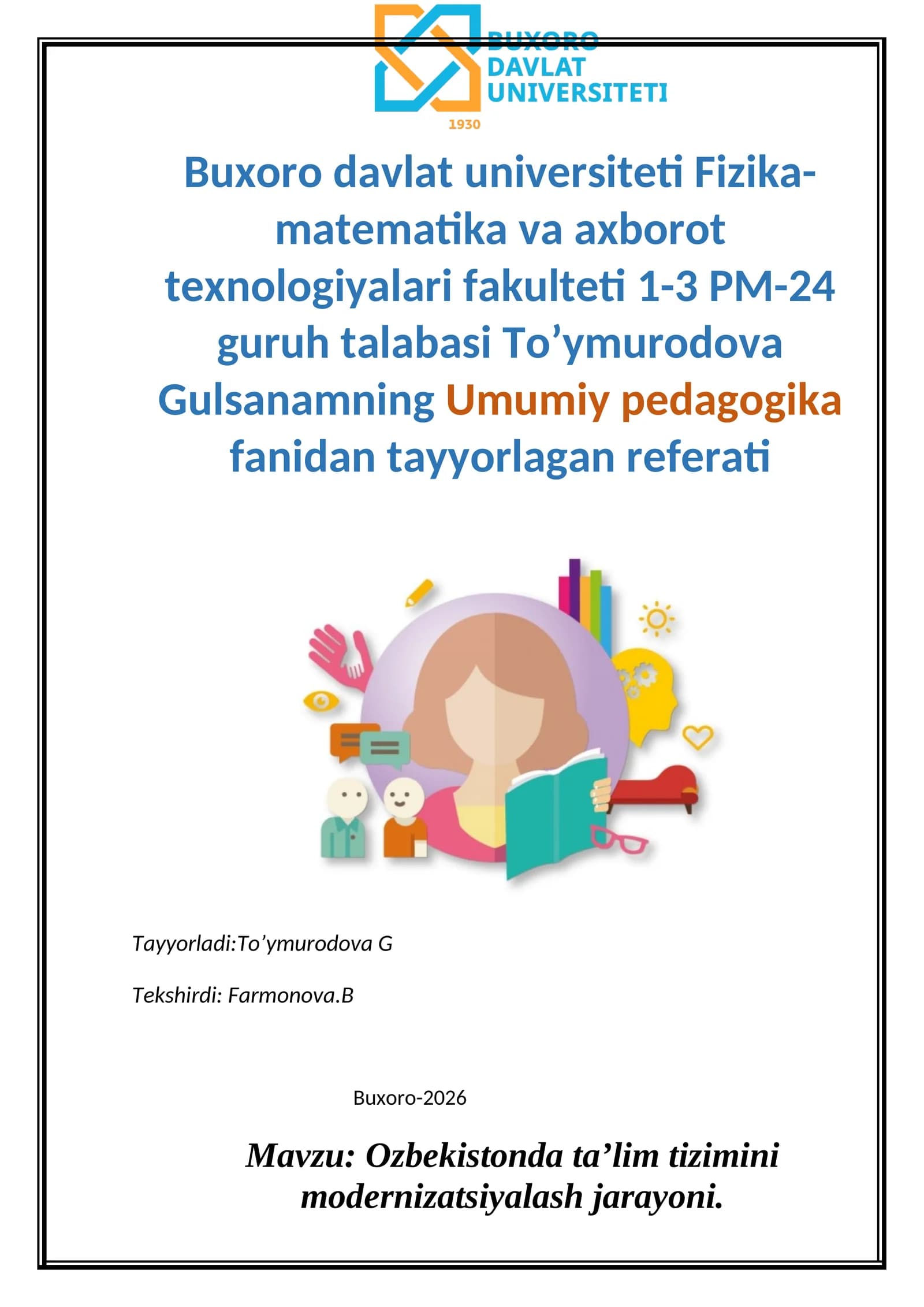 Ozbekistonda ta’lim tizimini modernizatsiyalash jarayoni