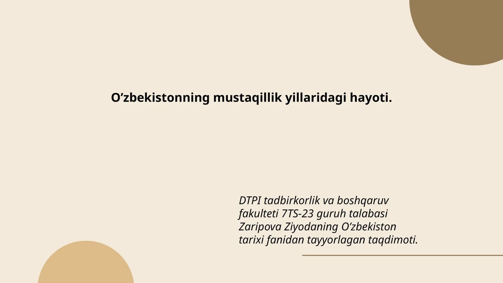 O’zbekiston tarixi fanidan taqdimot