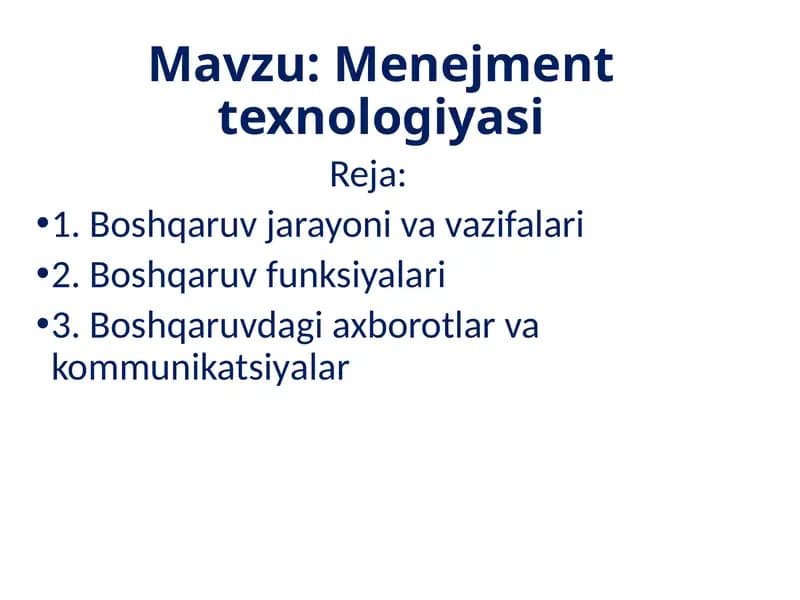 Menejment texnologiyasi
